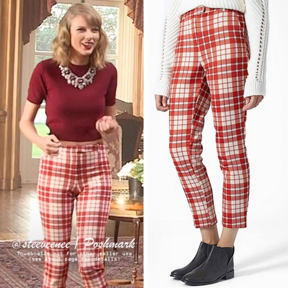 Topshop Laundry Check Cigarette Trousers Pants ASO Taylor Swift
